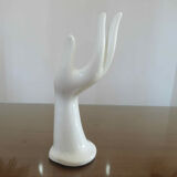 Hand baguier soliflore in white porcelain 70s