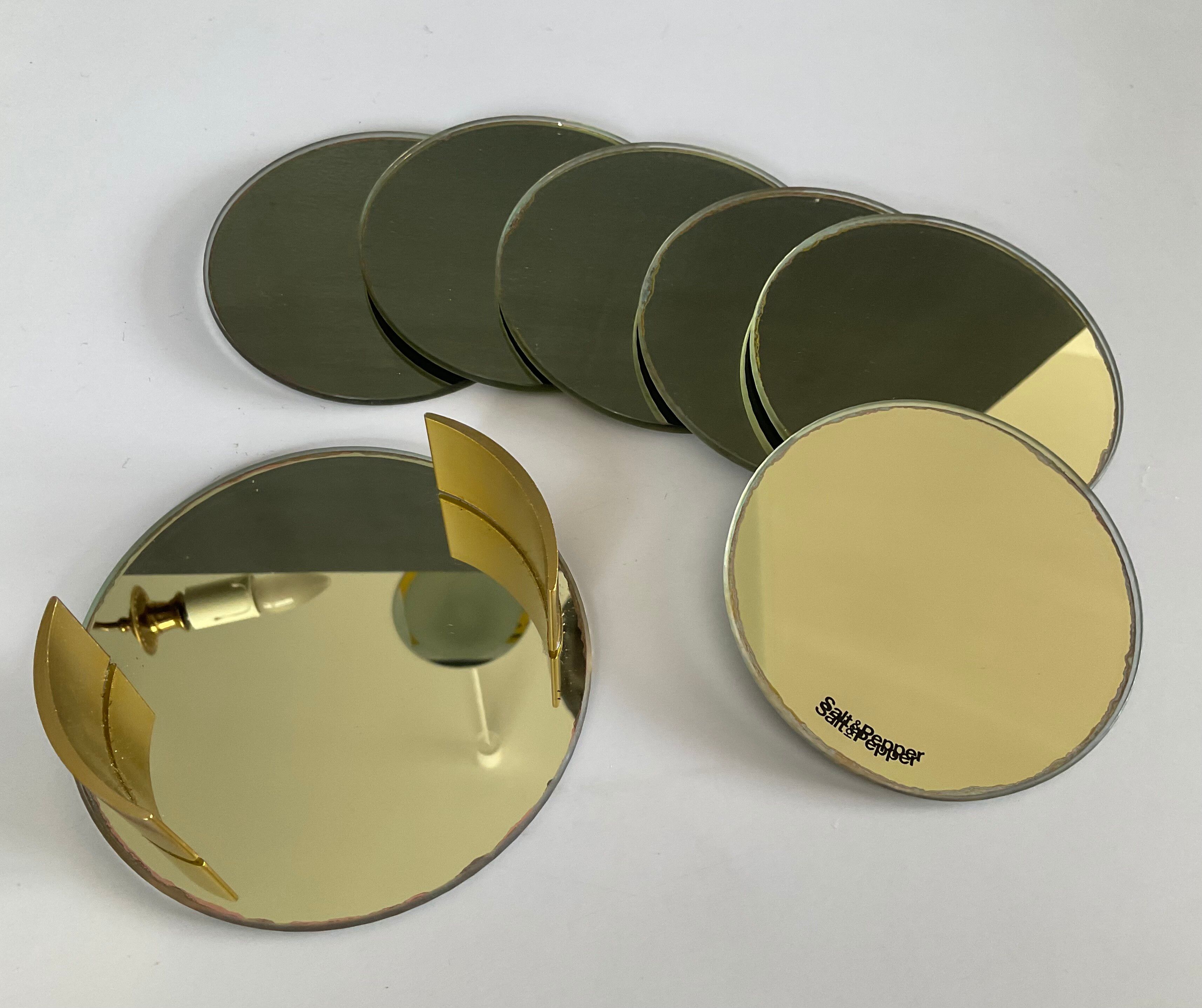 Série de 6 dessous de verre en miroir doré
