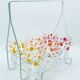 6 polka dot juice glasses in carrier