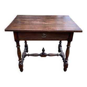 Louis XIV style writing desk in dark solid wood from the 19th century