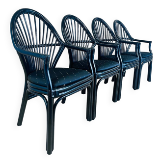 Suite de 4 fauteuils en rotin