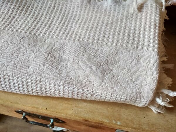 Dessus de lit en coton blanc tissé , lit 2 places