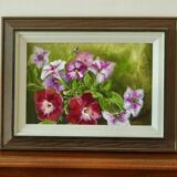 Framed oil on canvas "Flowers", Sweden mid 20th century