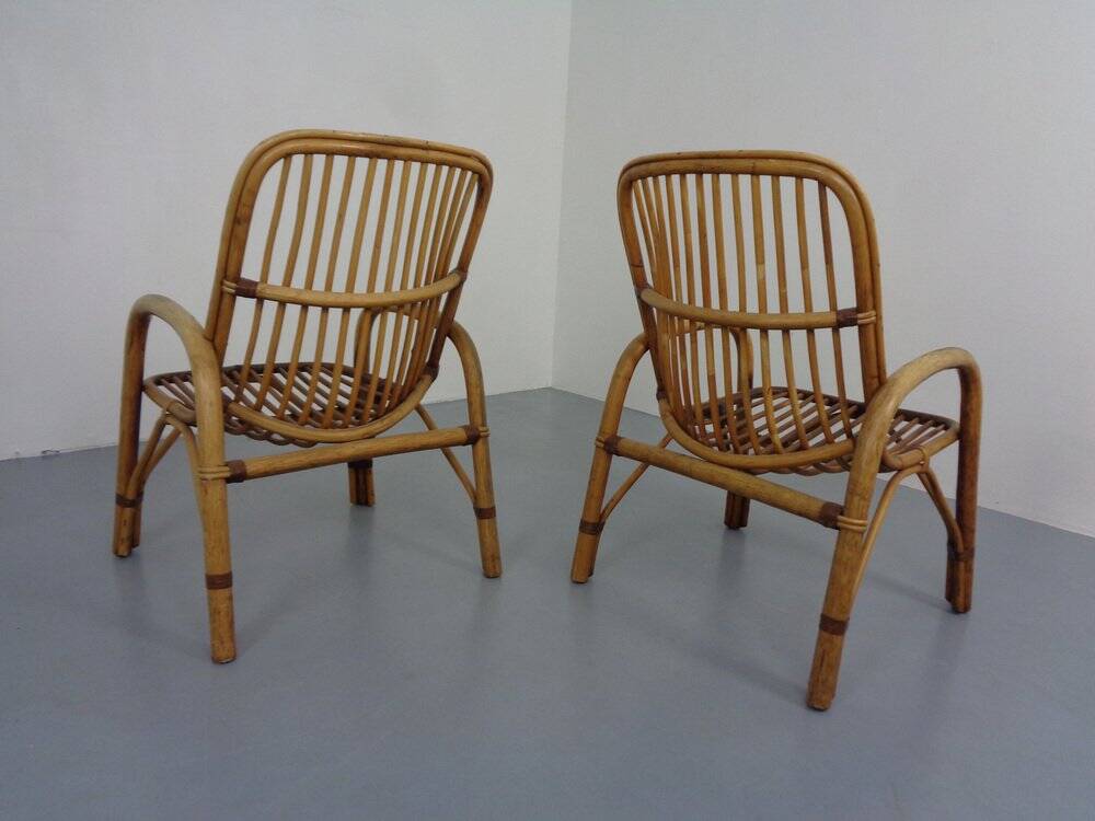 Set of Italian Bamboo Armchairs, 1970s