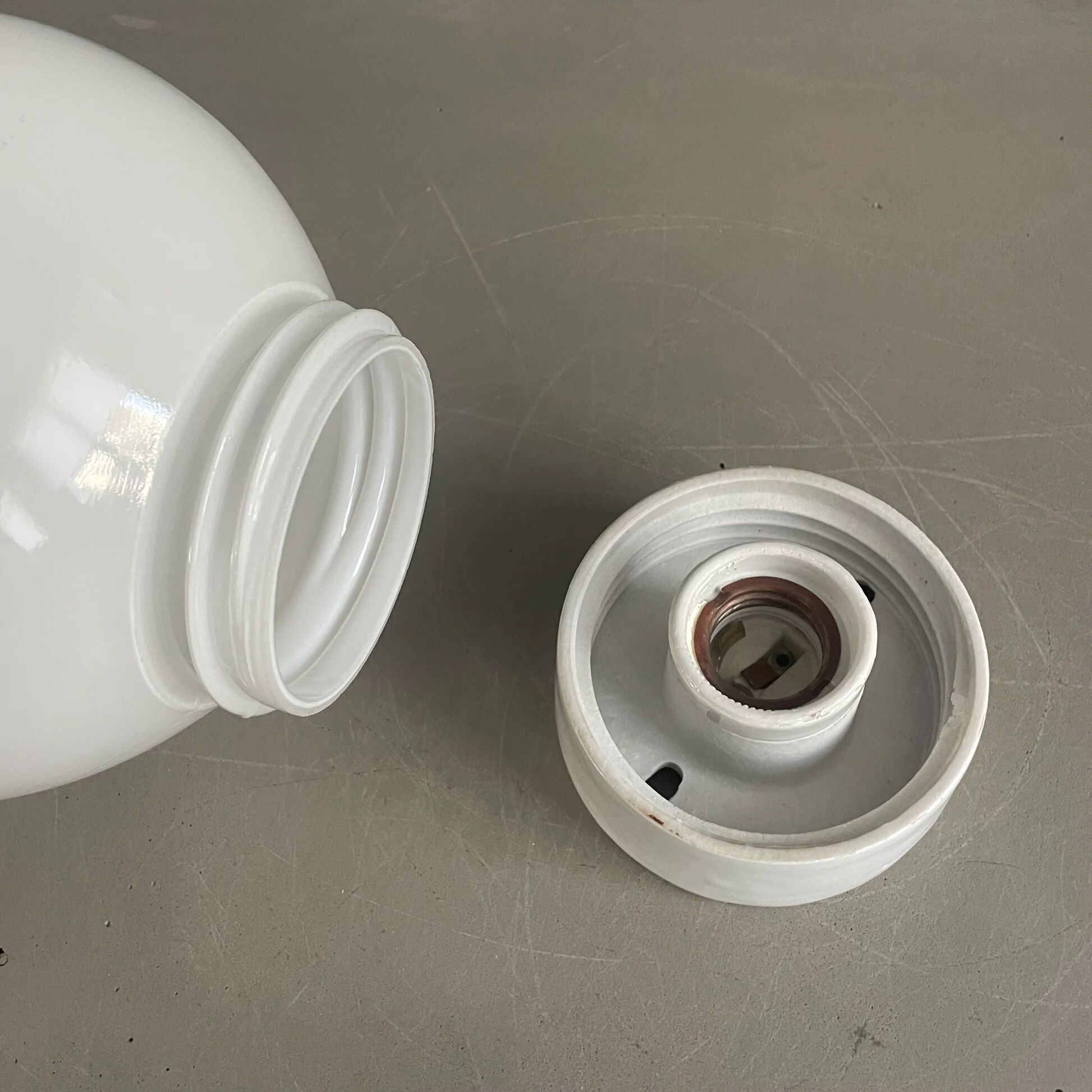 Wall light or ceiling light in porcelain and white glass