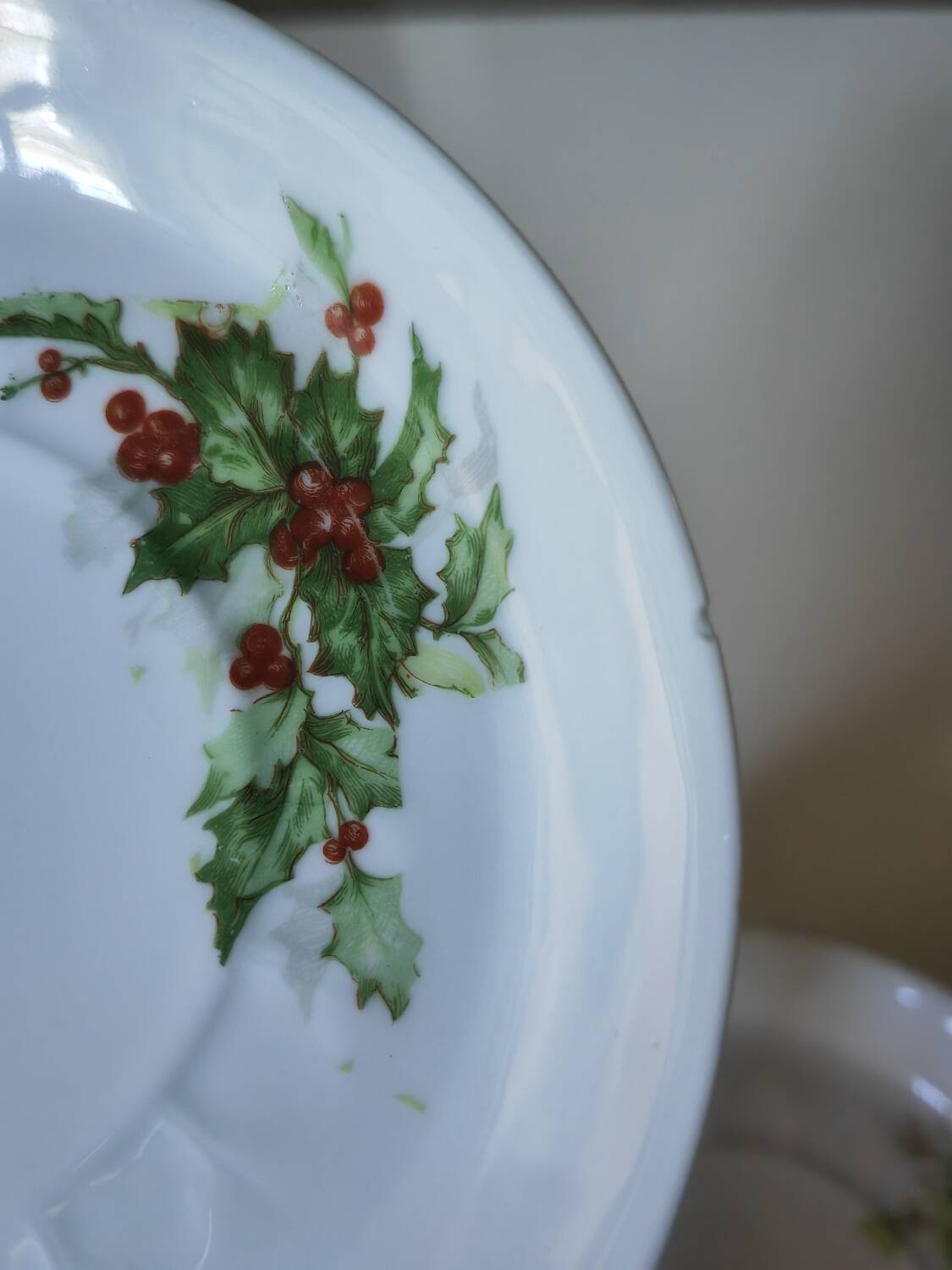 Limoges Christmas saucers