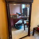 Large old solid oak trumeau mirror