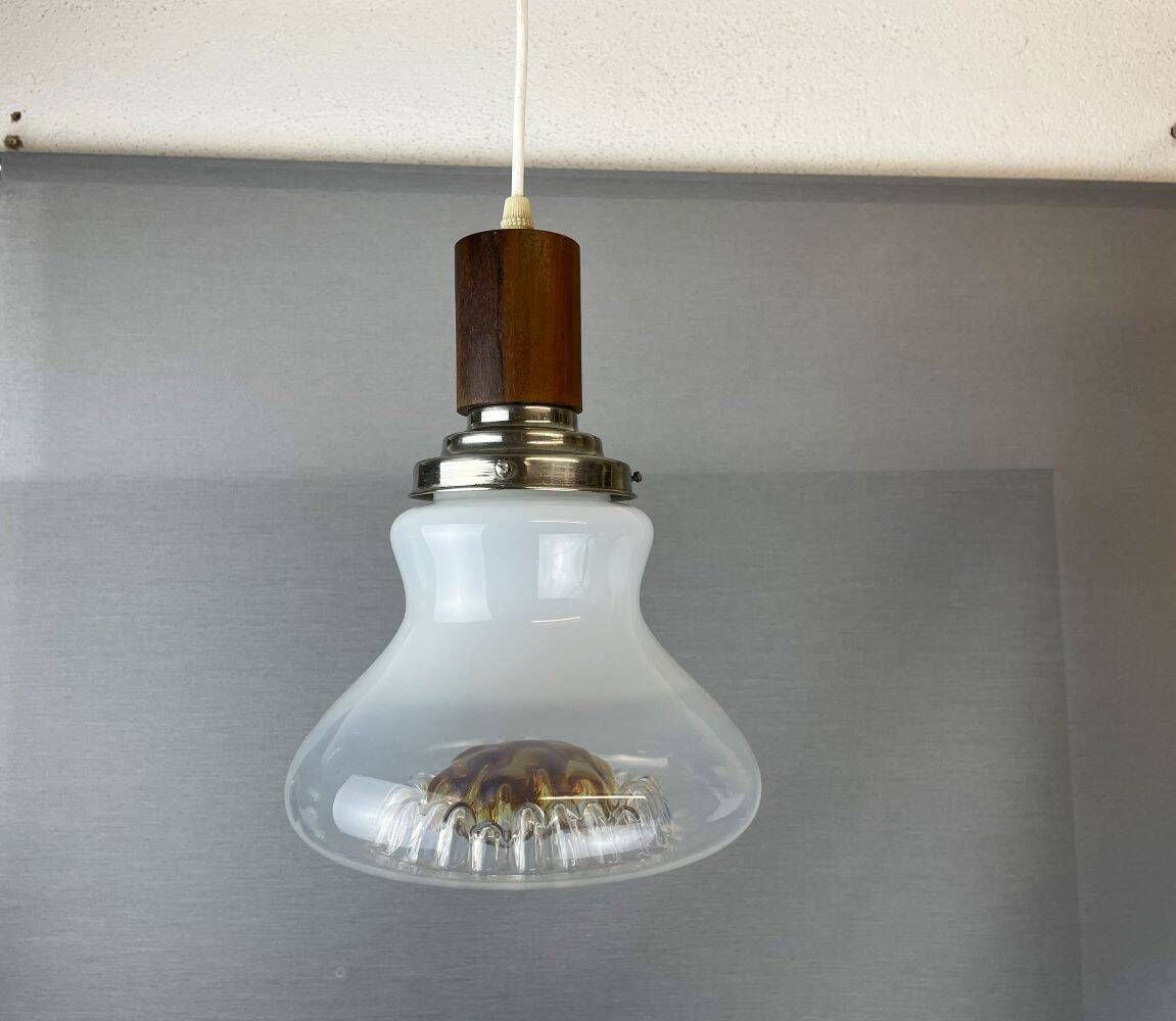 Mazzega style Art glass pear shaped hanging lamp 1970s