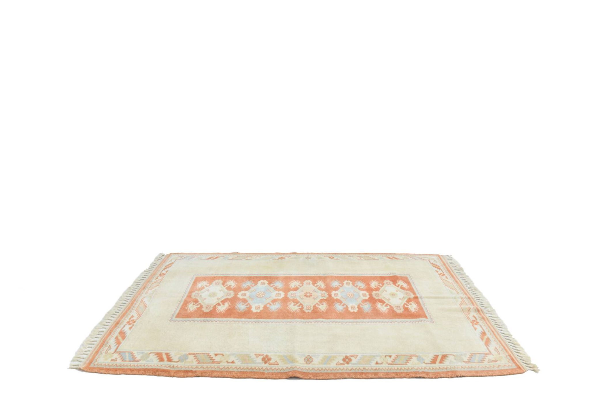 4x6 Oushak Light Blue & Beige Vintage Rug, 127x197Cm