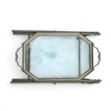 Folding metal and glass side table