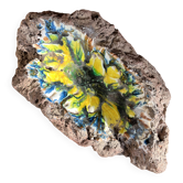 Brutalist vintage enameled volcanic lava trinket dish