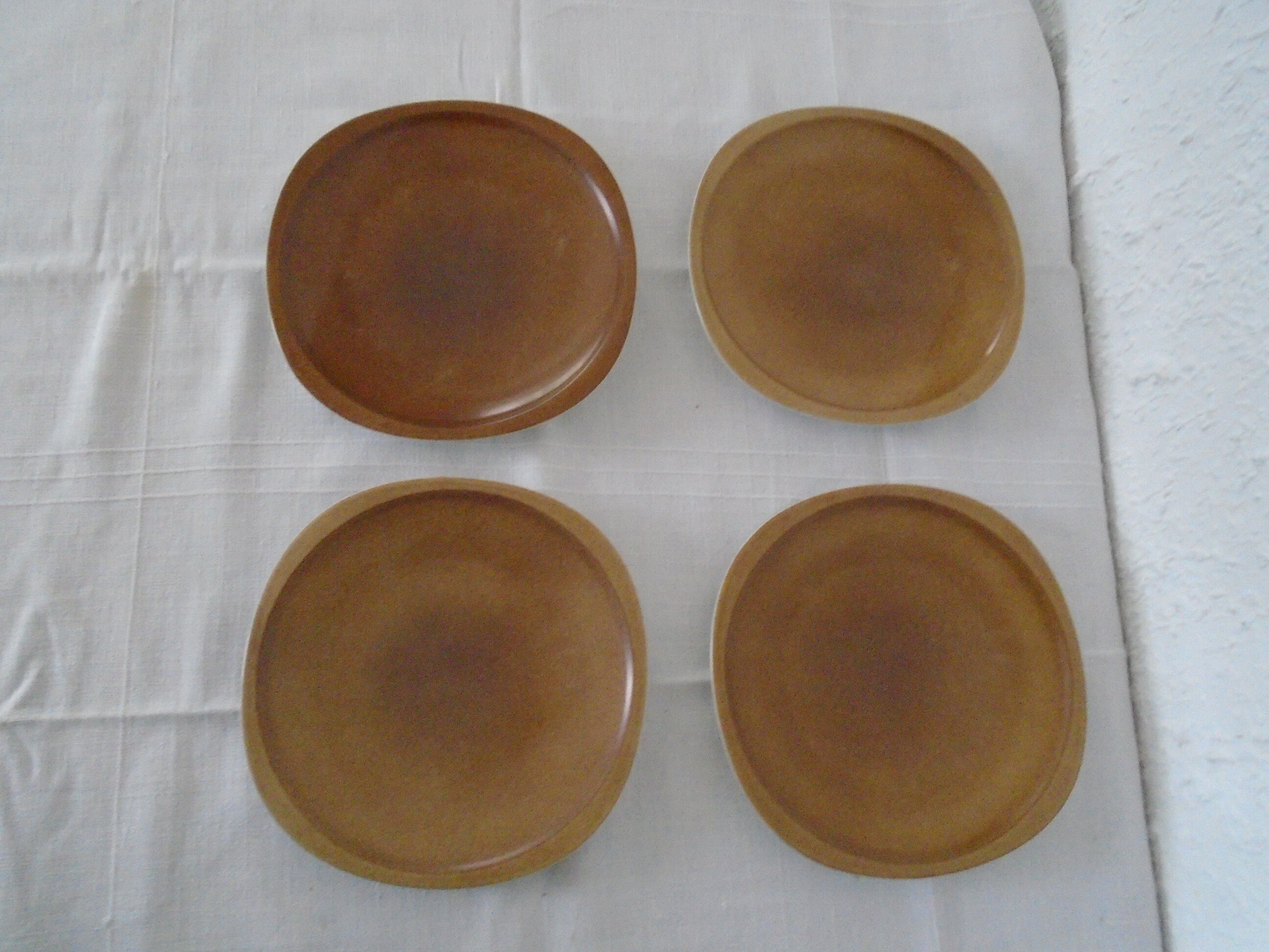 4 Flat flat enamel enamel porcelain from Sologne France 70/80 years