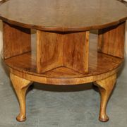 Table basse vintage Burr Walnut pivotante années 1940