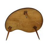 Solid Wood Kidney-Shaped Coffee Table Side Table 1960s