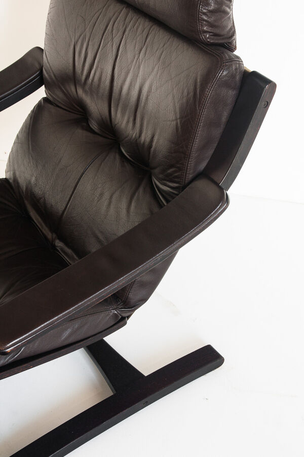 fauteuil Vintage En cuir Par Ake Fribytter Pour Nelo Suède 1970