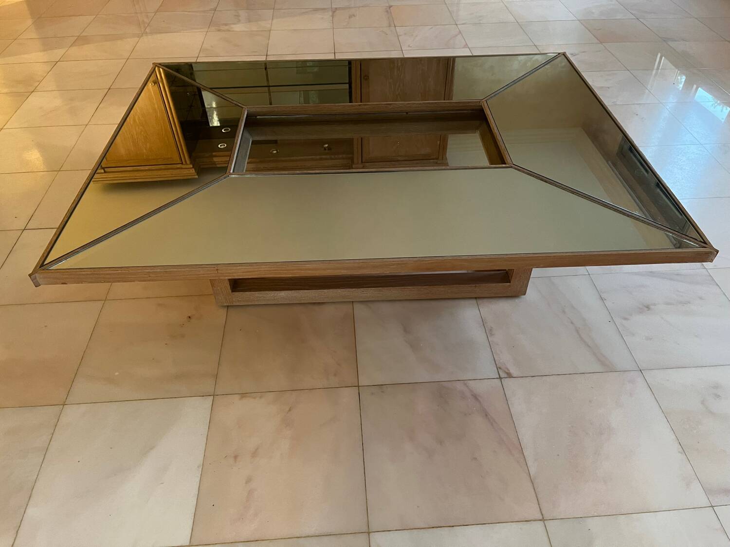 Oak and glass coffee table