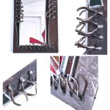 Brutalist mirror in metal and set glass