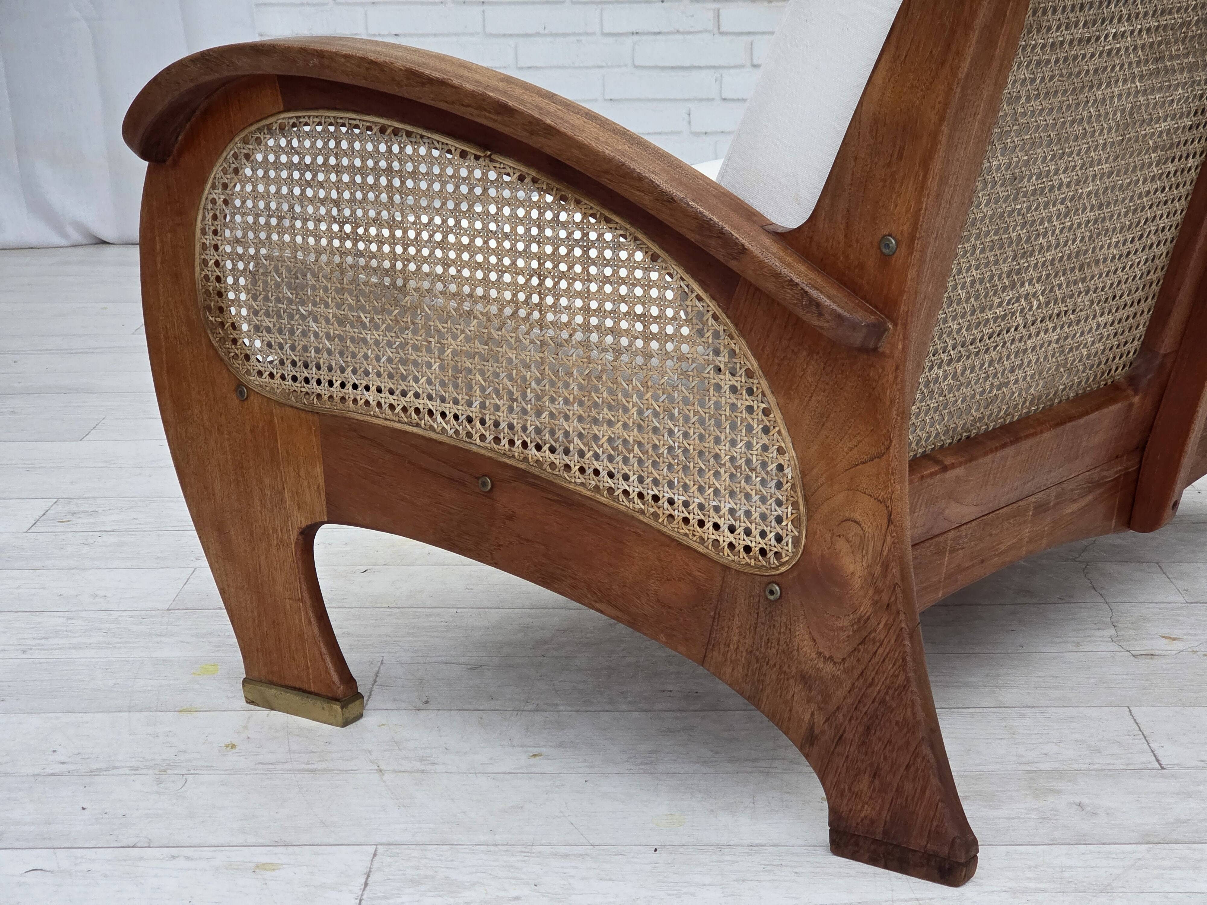 1970s, Danish 2-seater sofa by Klaus Wettergren, cotton fabric, teak wood.