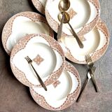 6 Longwy hollow plates in iron clay, "Andalusian" service