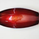Designer bowl centerpiece in iridescent red enameled metal