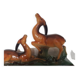 Art Deco ceramic sculpture of a pair of antelopes by Charles Lemanceau