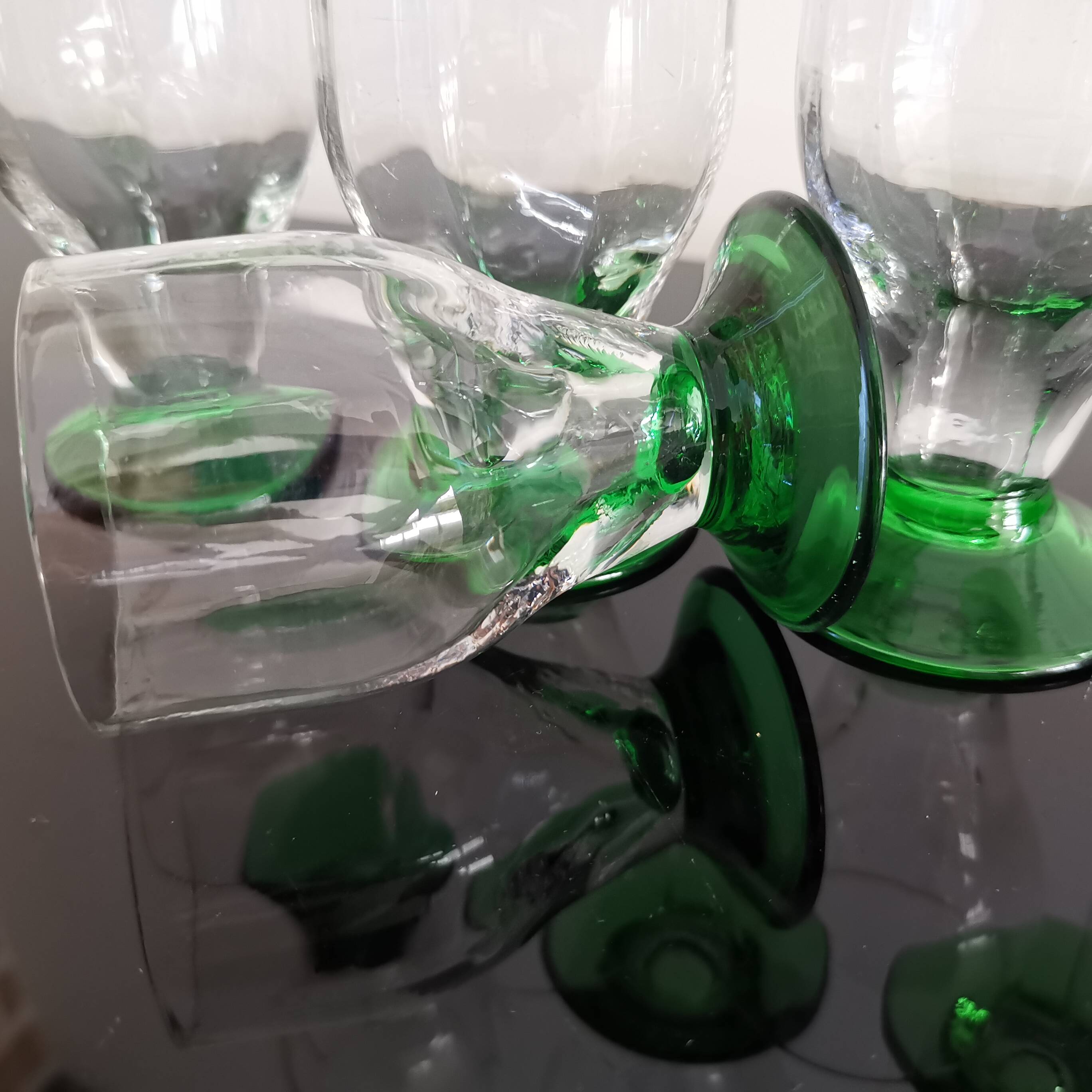 8 old stemmed glasses, 1930s