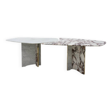 Table à manger contemporaine moderne en marbre et laiton italienne L.A. Studio