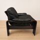 Paire de fauteuils scandinaves en cuir et palissandre