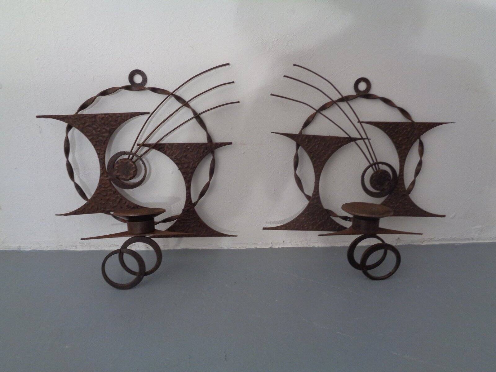 Brutalist Iron Candleholders by Henrik Horst, Denmark, 1960s, Set of 2