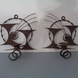 Brutalist Iron Candleholders by Henrik Horst, Denmark, 1960s, Set of 2