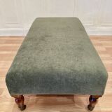 Khaki and oak sofa on casters, 1950s design.