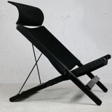 Armchair by Tord Bjorklund, black wood, steel and canvas. Ed. Ikéa, circa 1990.