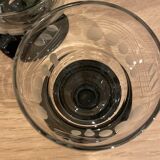 Set of 8 retro wine glasses in engraved glass