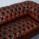 Small Victorian leather Chesterfield sofa