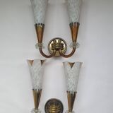 Pair of wall lights from Maison Lunel (Royal Production) Arum model from the 50s