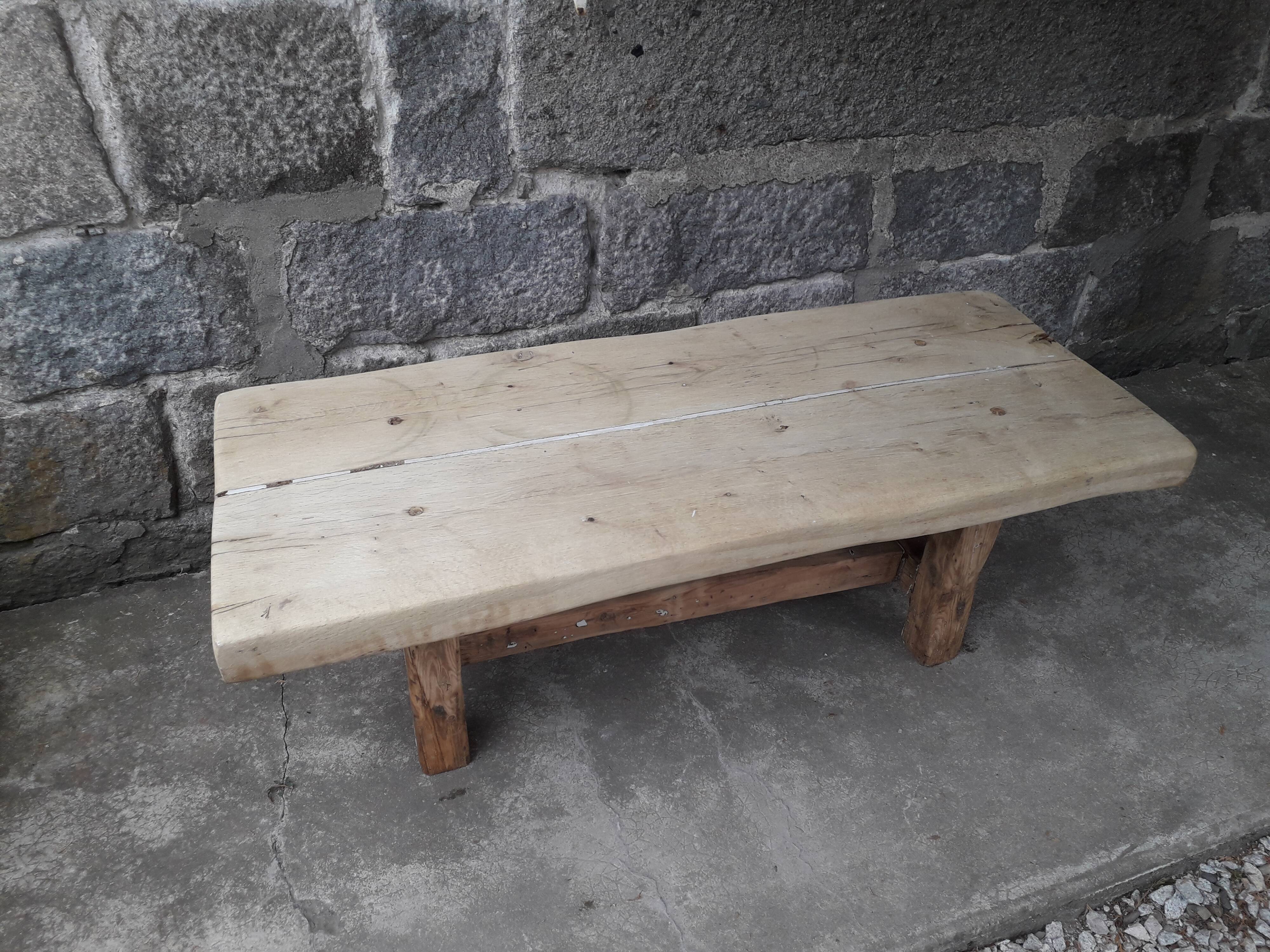 Brutalist solid oak coffee table