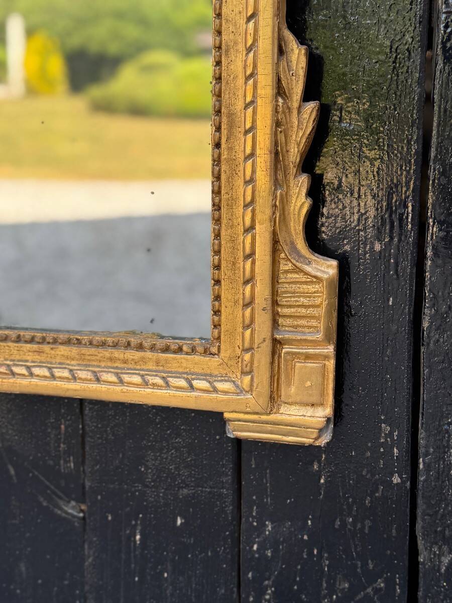 Large Mirror with Entwined Doves, Louis XVI, Gilded and Painted Wood, 18th Century