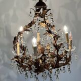 Chandelier with tassels and golden brass