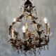 Chandelier with tassels and golden brass