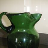 Vintage green glass water pitcher 80