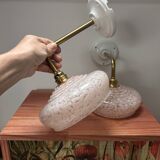 Pair of pink globe wall lights