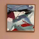 Original Swedish Oil On Canvas – Abstract Composition By Lars Sjögren – Vintage & Framed – 38 × 40 Cm (15.0" × 15.7")