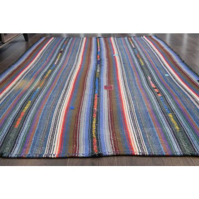 1970s Vintage Turkish Oushak Handmade Wool Cotton Purple Area Rug 159x277