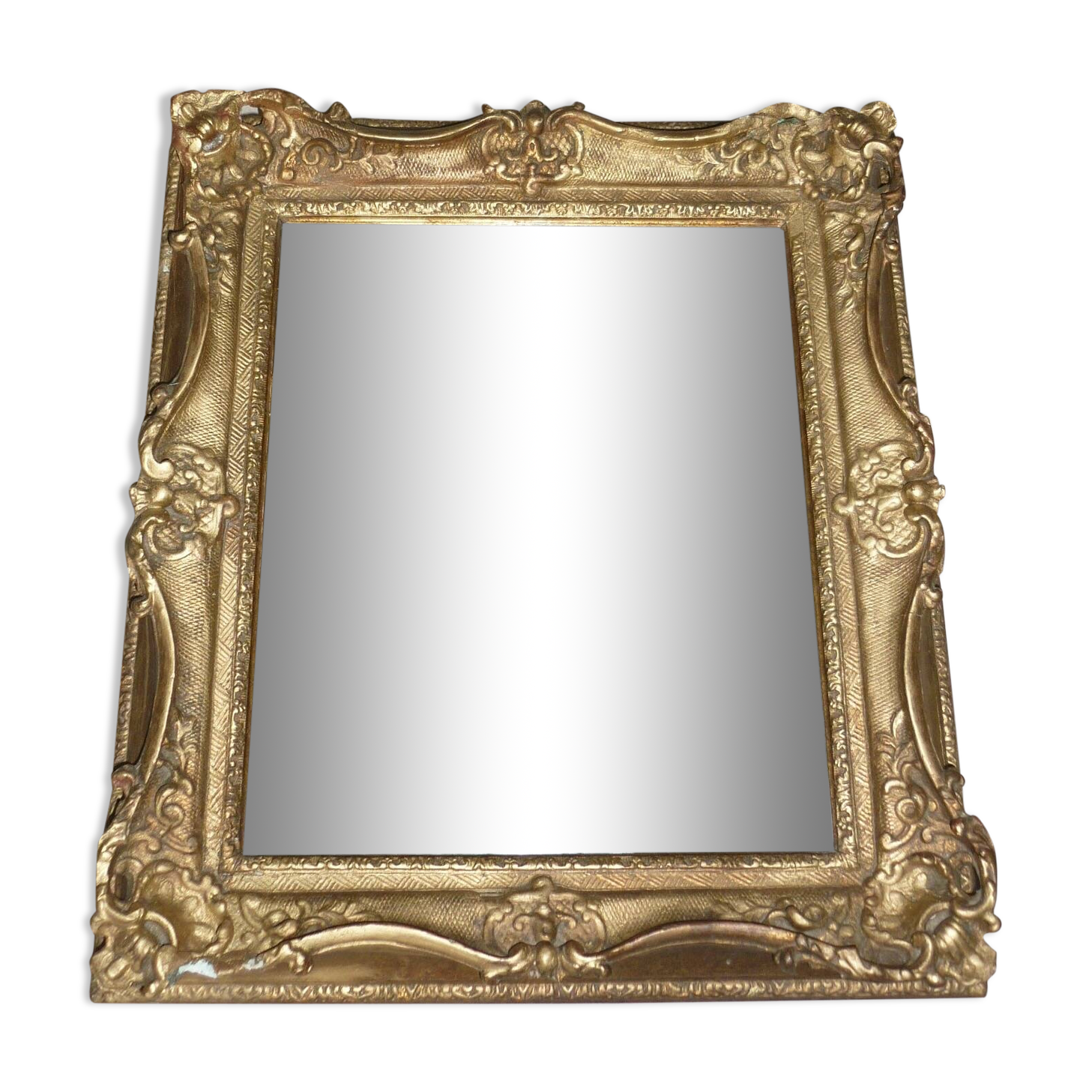 Wooden mirror and gilded stucco rocaille style 33x29