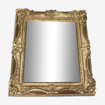 Wooden mirror and gilded stucco rocaille style 33x29