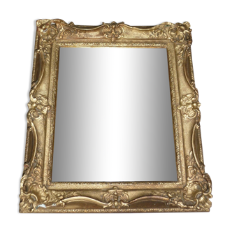 Miroir en bois et stuc redoré de style rocaille 33x29