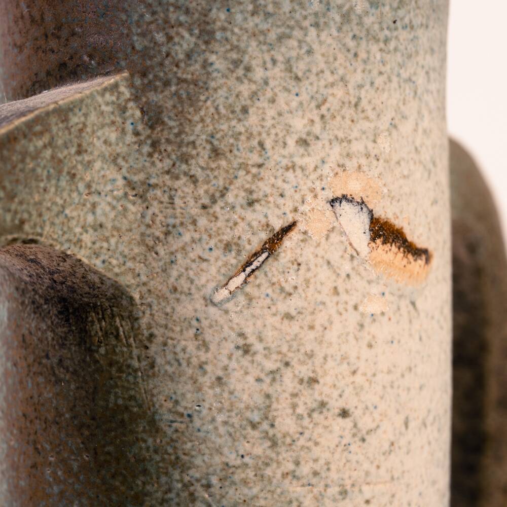 Brutalist ceramic vase with face by Dutch ceramist Rob den Tonkelaar 1970s