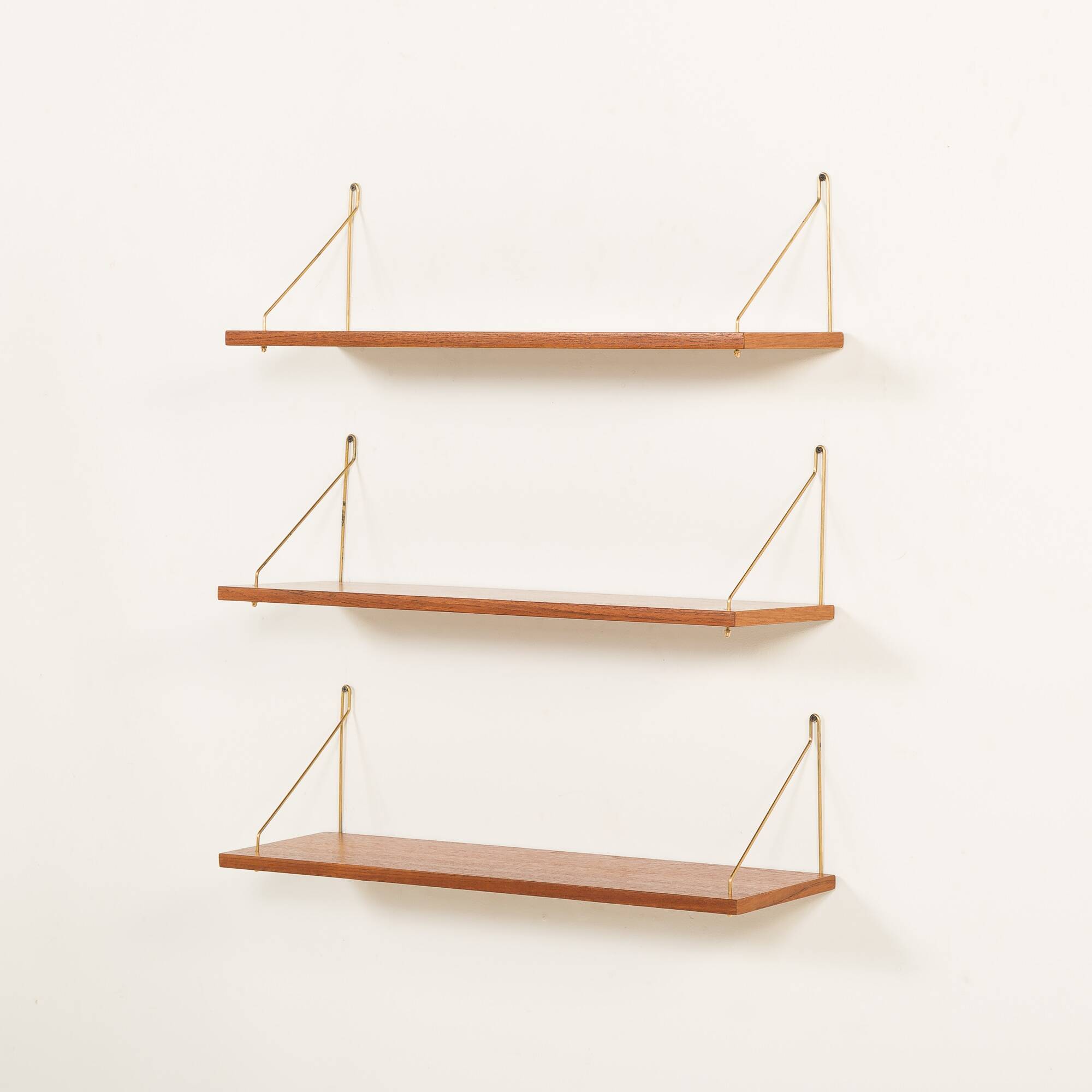 Danish mid century teak floating shelves set of 3, 1960s