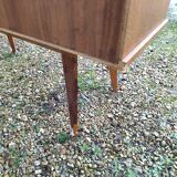 Glass bar veneered wood 50s compass