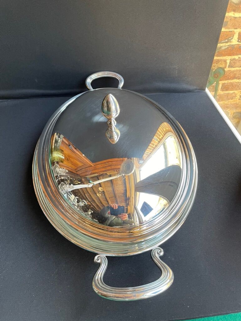 Rino Greggio - OLRI and Pyrex - Large serving dish - Modern - Silver metal, Glass